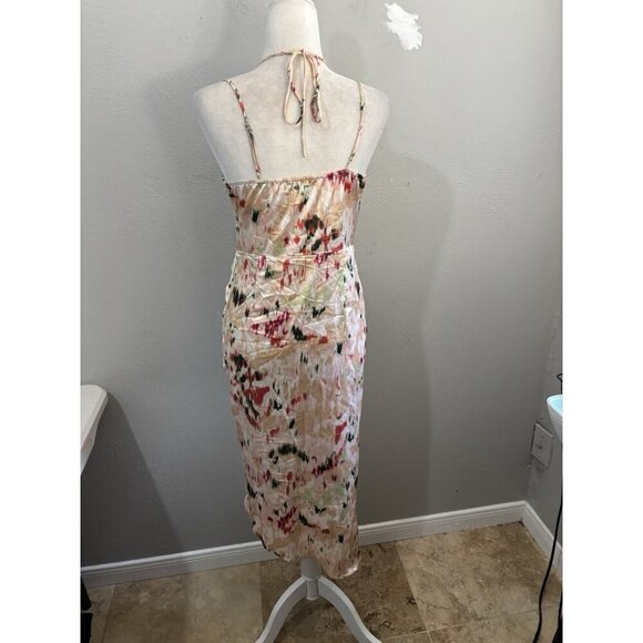 Cider Fliral Ruched Midi Dress Hi Low Size Medium - Picture 8 of 12